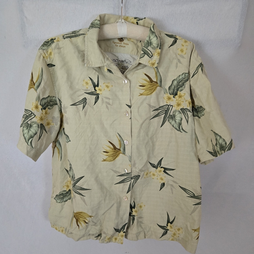 Eagle Dry Goods Signature Series 100% silk floral Hawaiian button-down shirt. XL